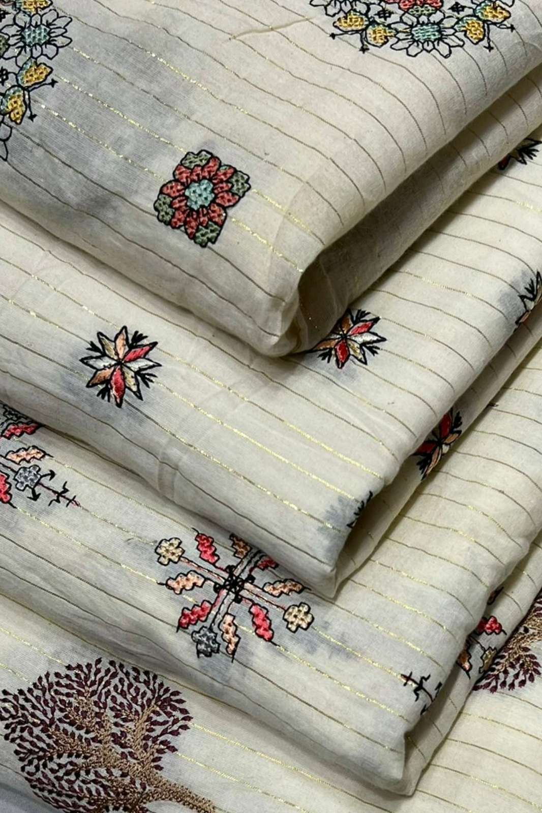 Shri Balaji Emporium A745 Lurex Embroidery work Pure Cotton Designer Fabric