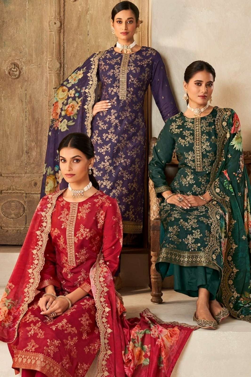 SHRI BALAJI EMPORIUM ANOKHI PURE VISCOSE DOLA JACQUARD EMBROIDERED SUIT 