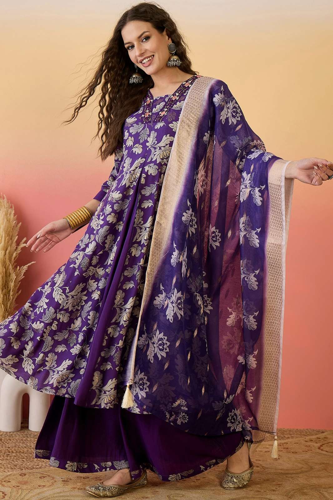 Shri Balaji Emporium AROMA Ready to Wear Romani Silk Party Wear Suit 