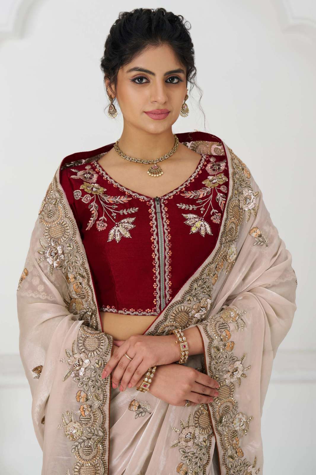 Shri Balaji Emporium KF113 Zari & Sequin Work on Luxurious Fendi Silk Saree 