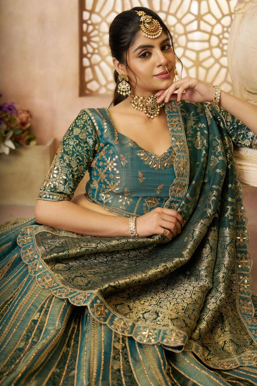 Shri Balaji Emporium KF61 Wedding Wear Embroidered Tissue Lehenga Choli