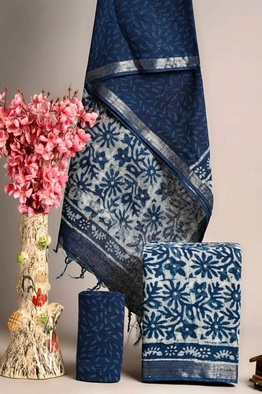 Shri Balaji Emporium RF 13535 Bagru Hand Block Printed Linen Unstitched Suits