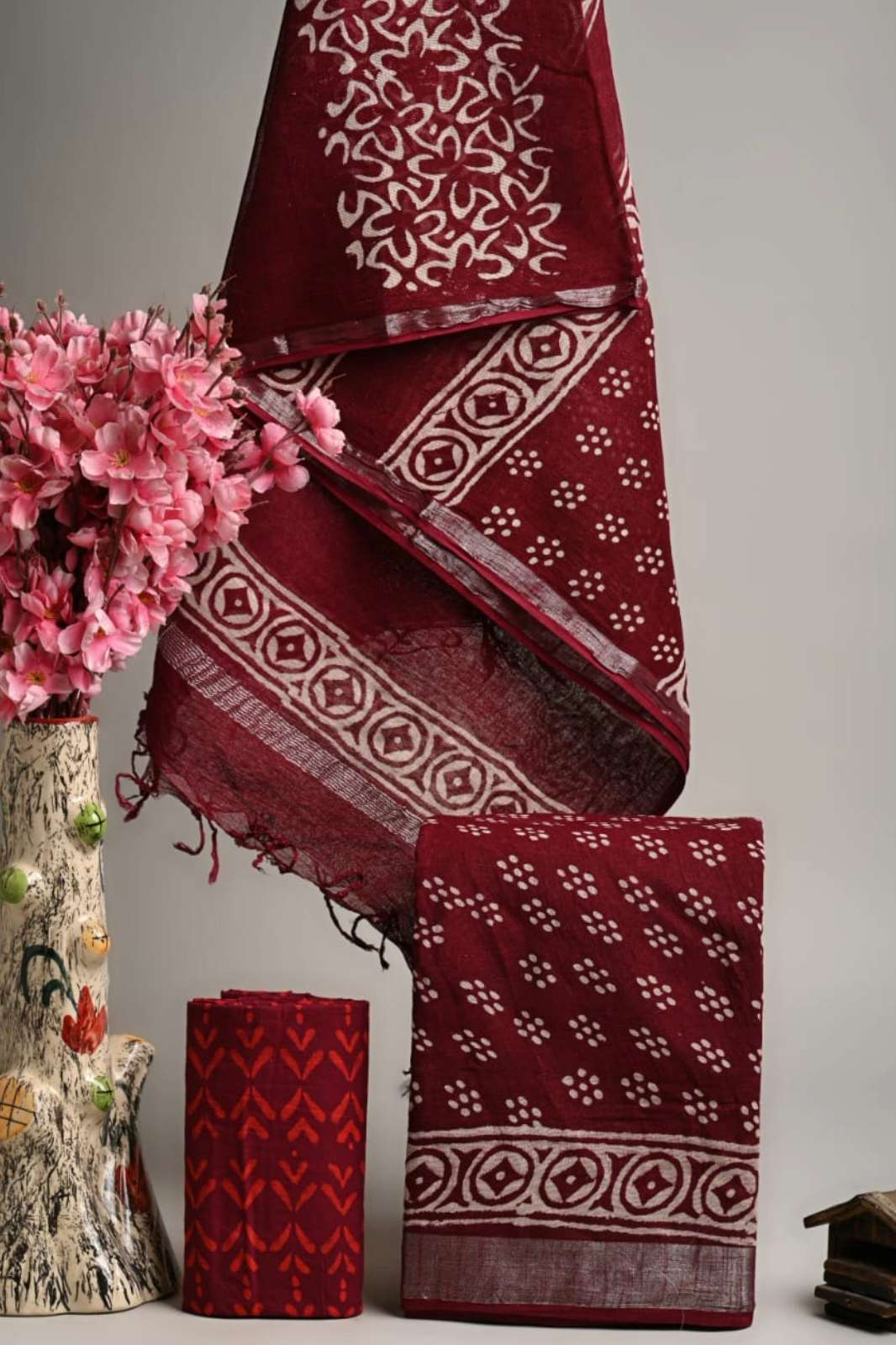 Shri Balaji Emporium RF 13535 Bagru Hand Block Printed Linen Unstitched Suits