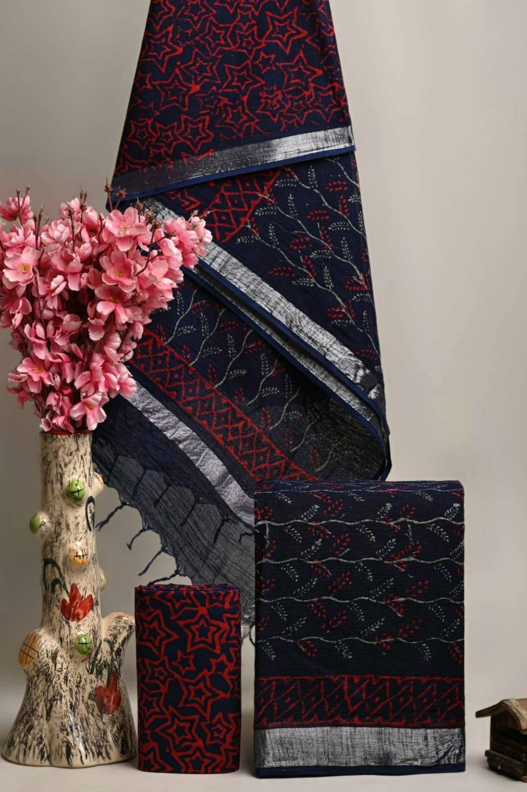 Shri Balaji Emporium RF 13535 Bagru Hand Block Printed Linen Unstitched Suits