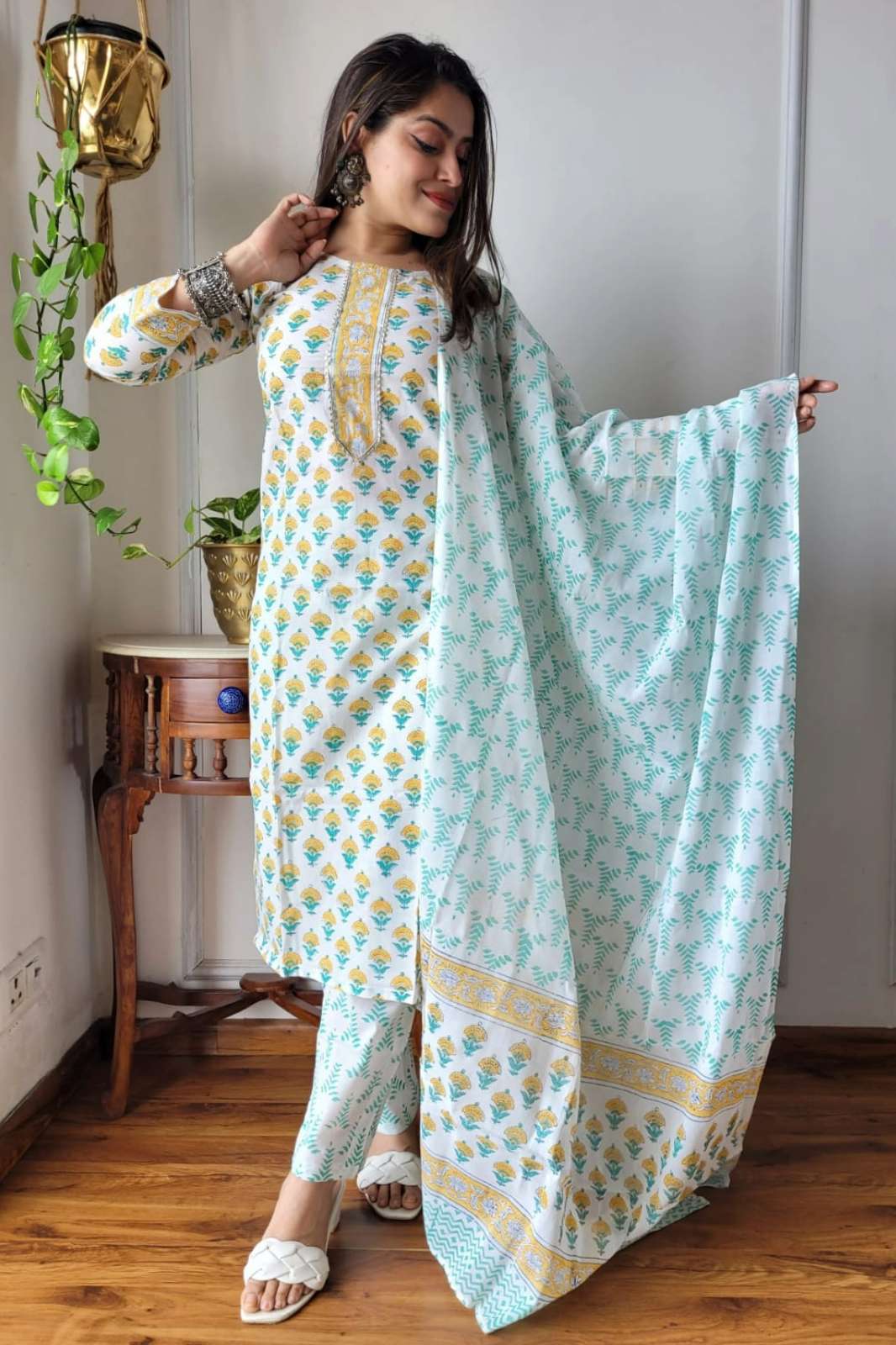 Shri Balaji Emporium RF13529 Hand Block Printed Cotton Ready to Wear Suits