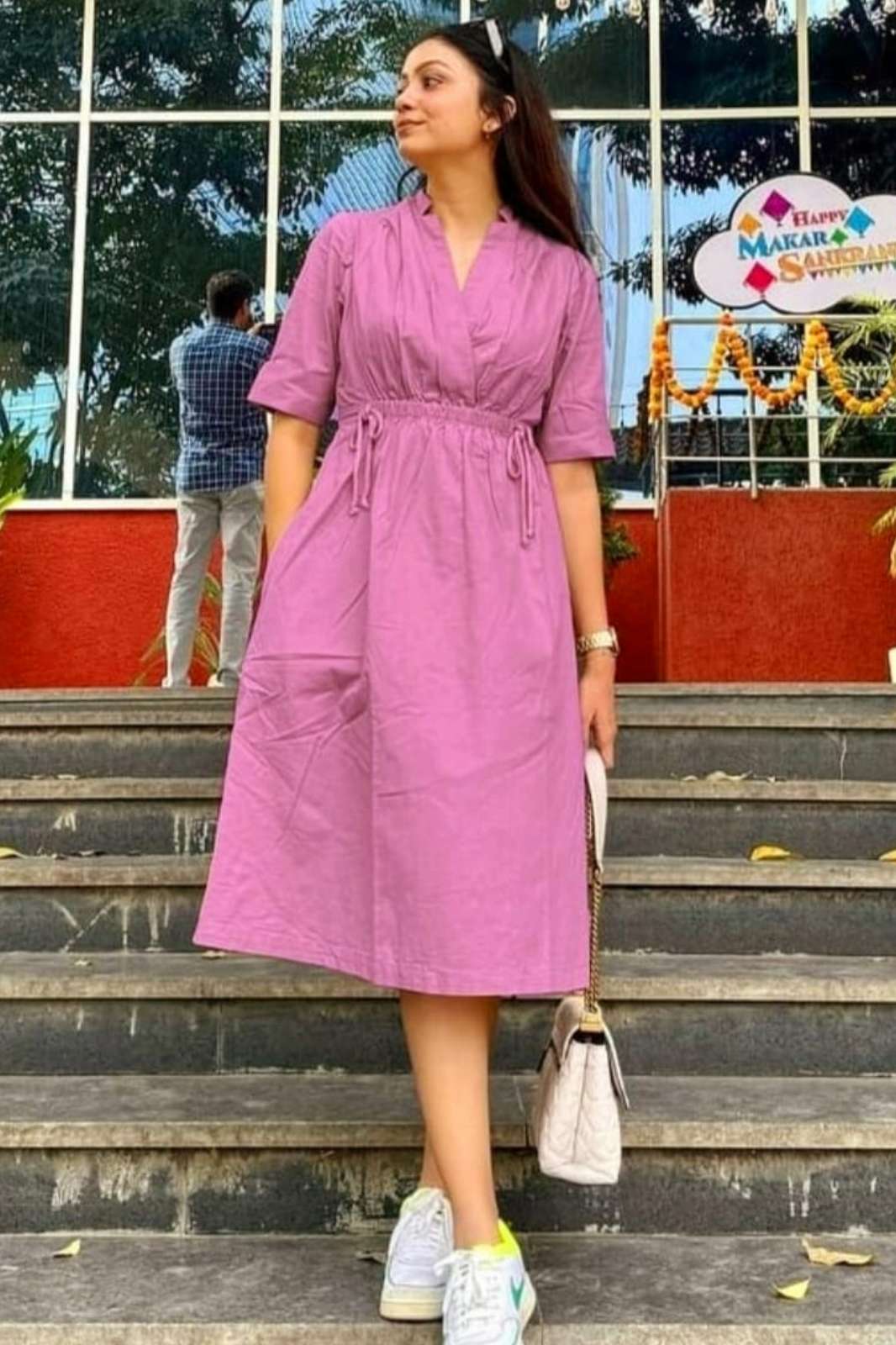 Shri Balaji Emporium RF13536 Ready to Wear Slub Cotton Dress 