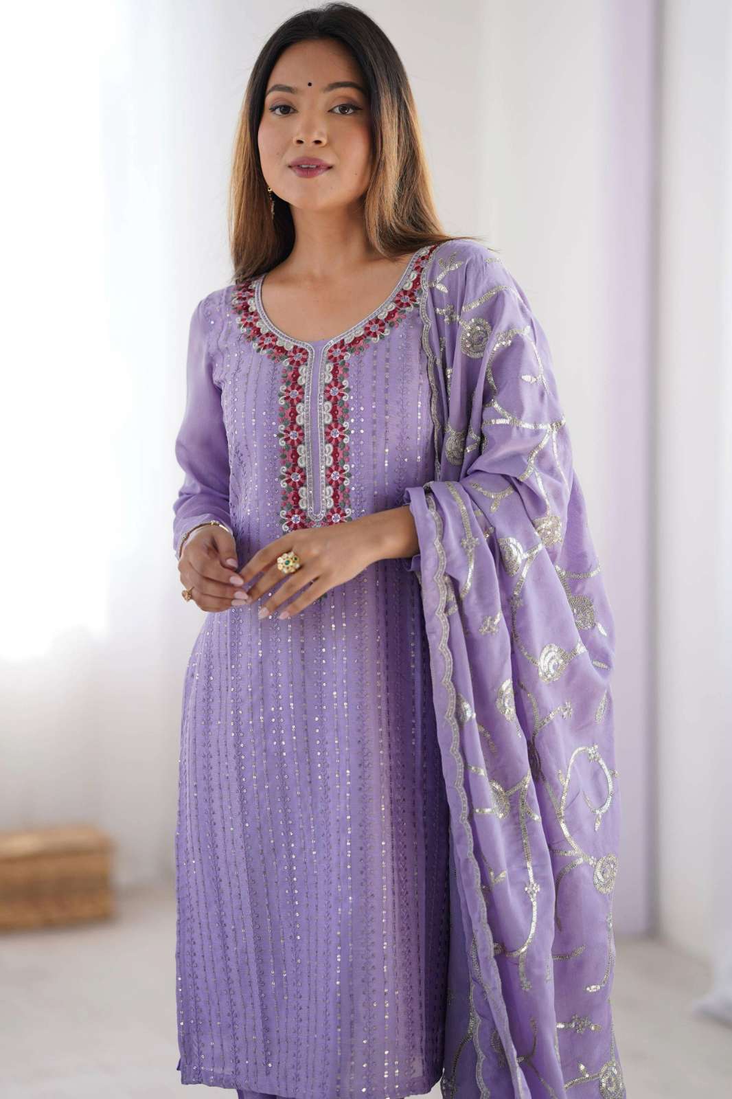 Shri Balaji Emporium SP-10 COLOUR’S Ready to Wear Chinon Silk Suit