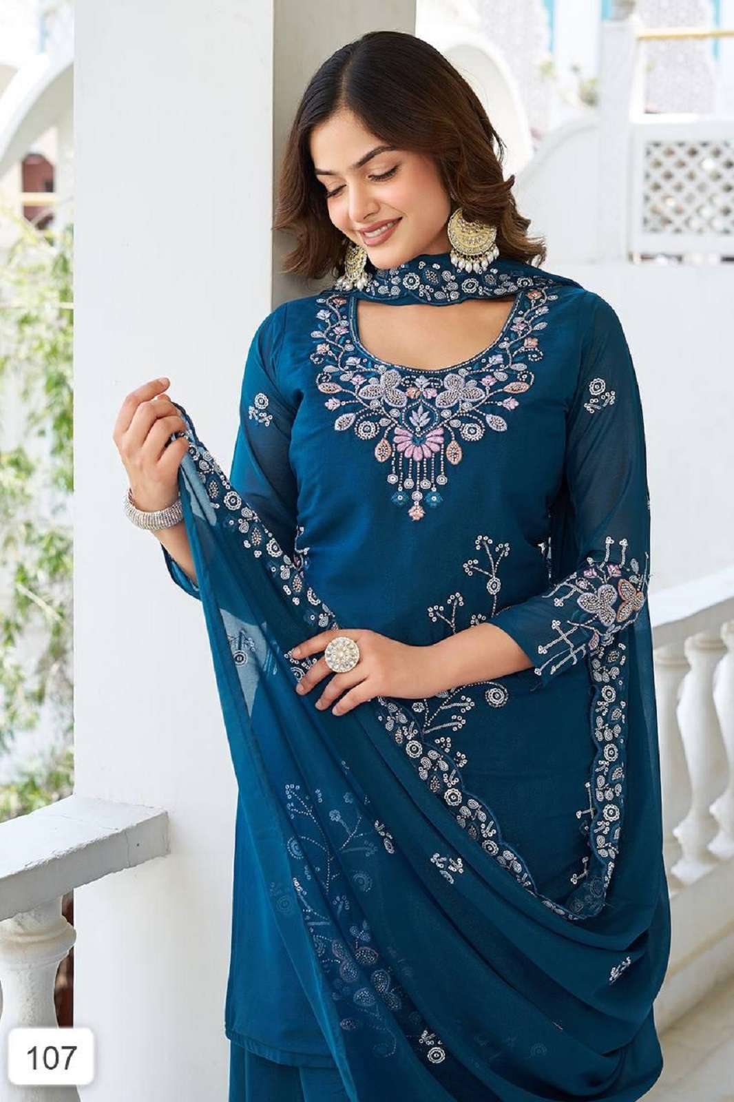 SHRI BALAJI GEORGETTE EMBROIDERED READY TO WEAR ANARKALI KURTIES