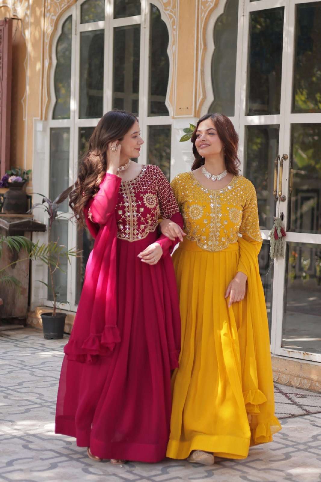 SHRI BALAJI GEORGETTE EMBROIDERED READY TO WEAR GOWNS