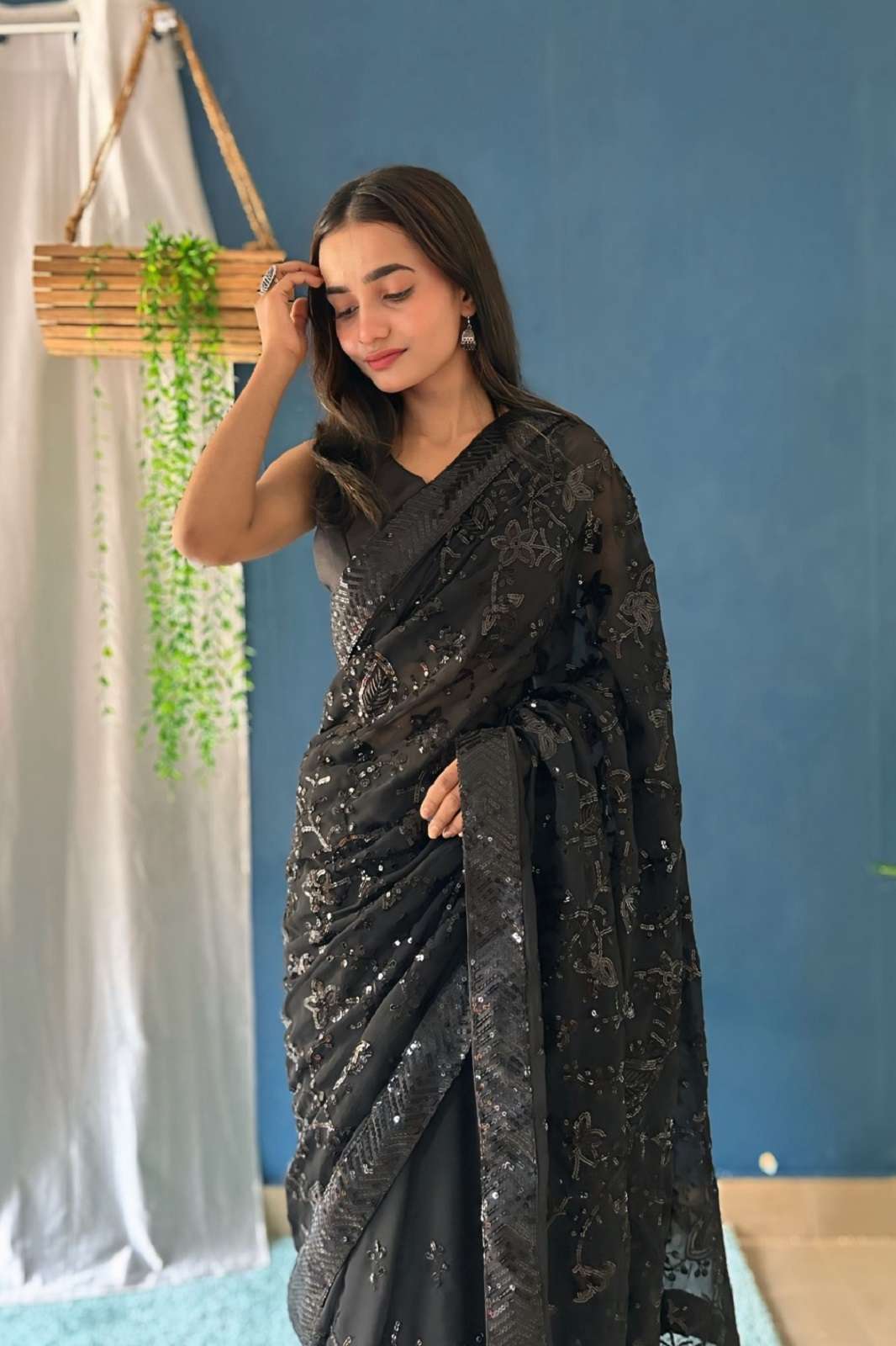 SHRI BALAJI JR 629 GEORGETTE SEQUENCE WORKED SAREE