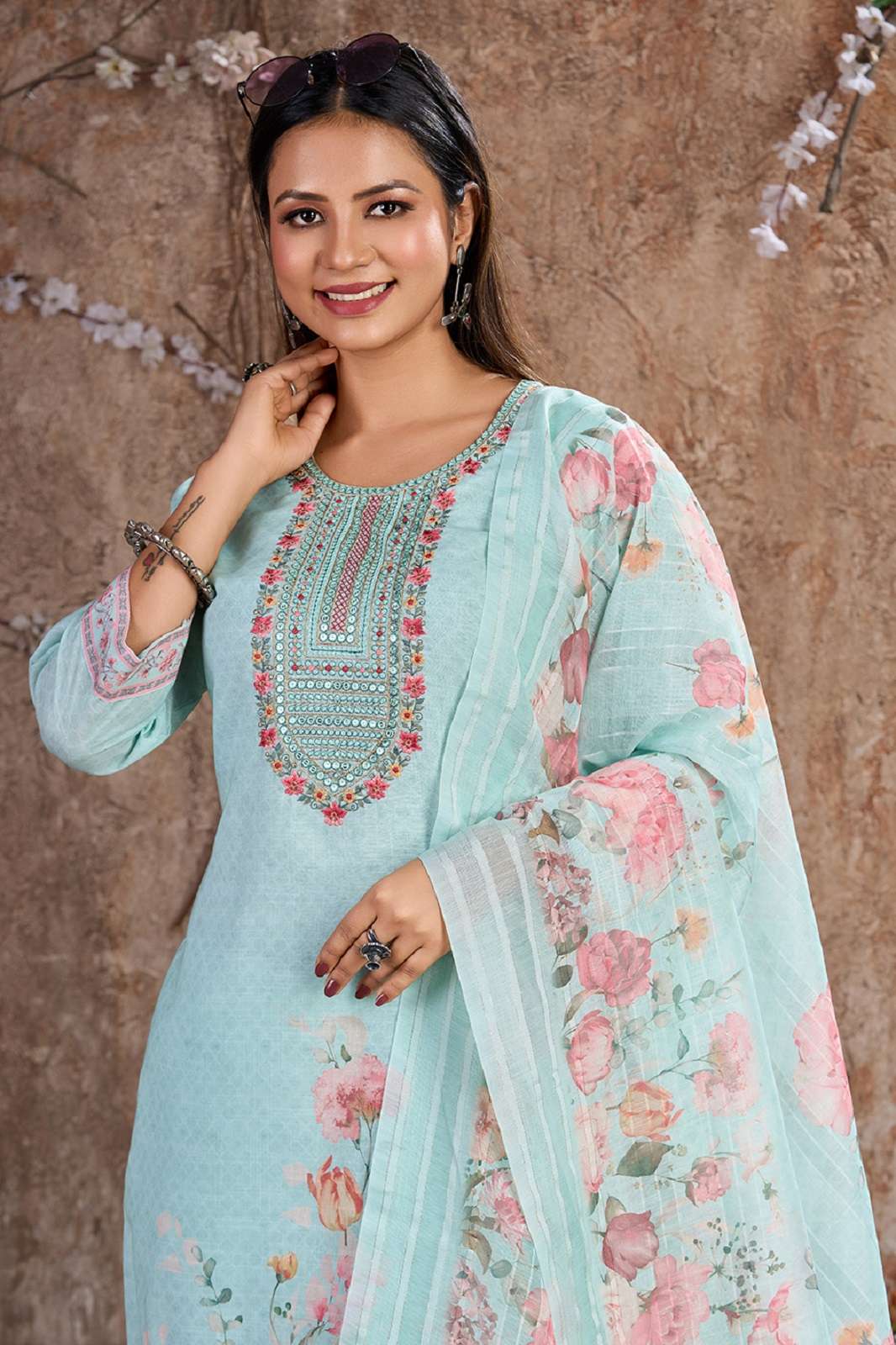 SHRI BALAJI K 9020 TO 24 LINEN COTTON SEQUIENS WORKED SUITS