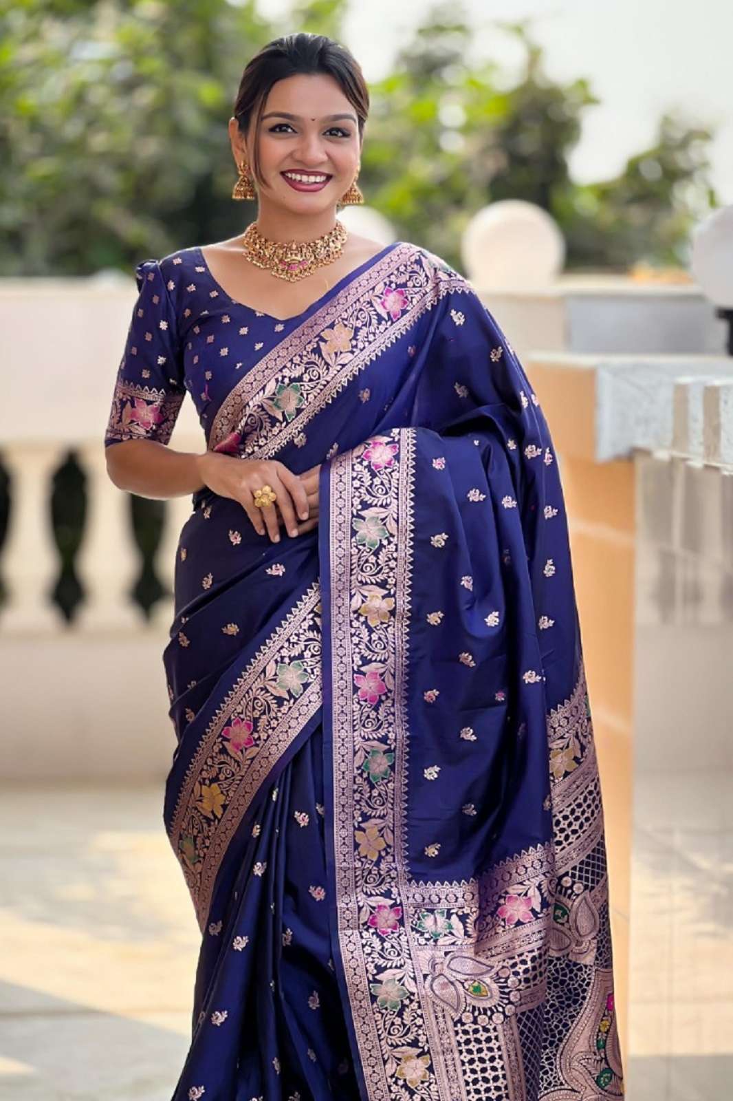 SHRI BALAJI KC 7007 BANARASI SILK MEENAKARI TOUCH UP SAREES