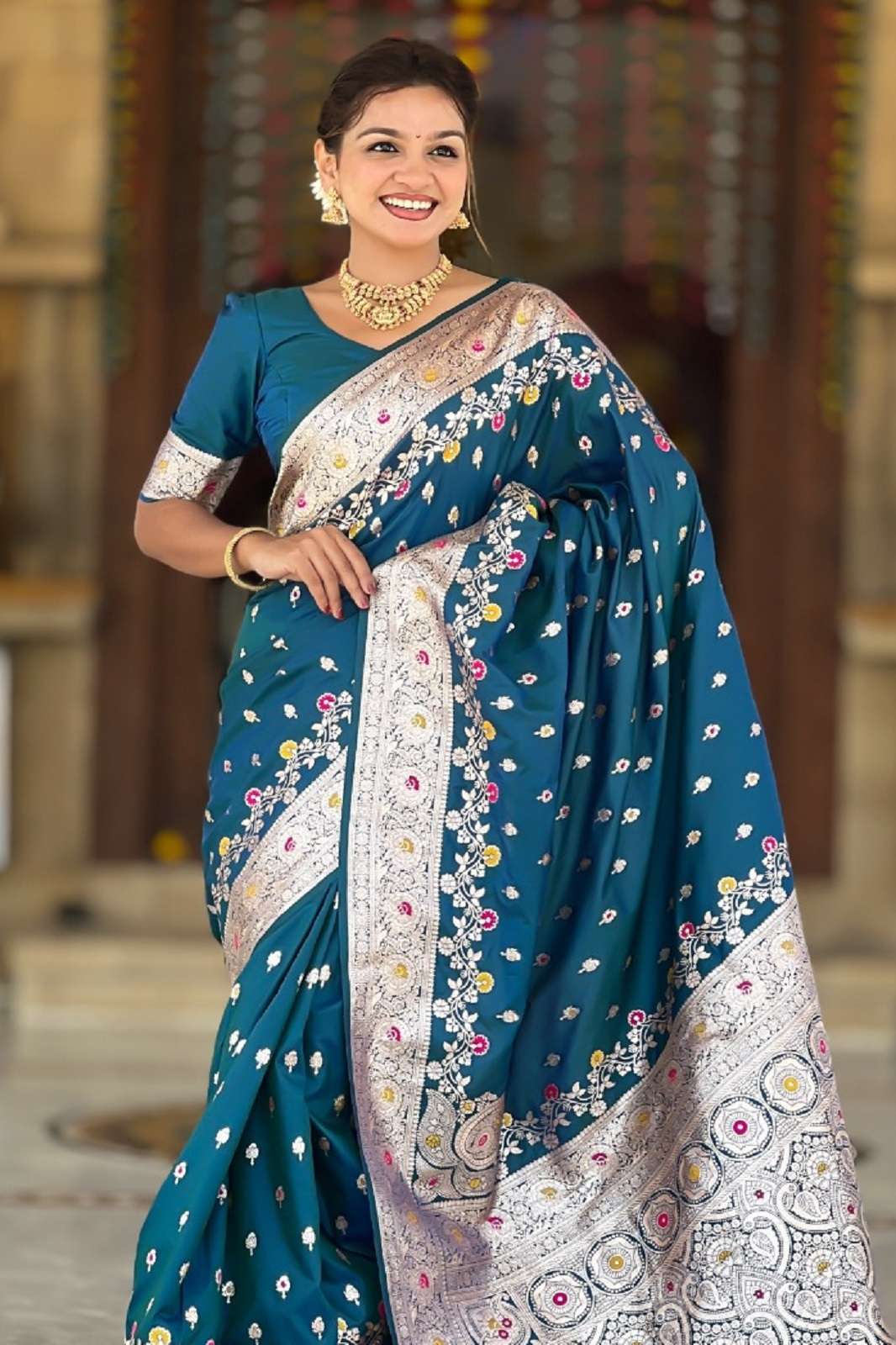 SHRI BALAJI KC 7008 BANARASI SILK MEENAKARI TOUCH UP SAREES