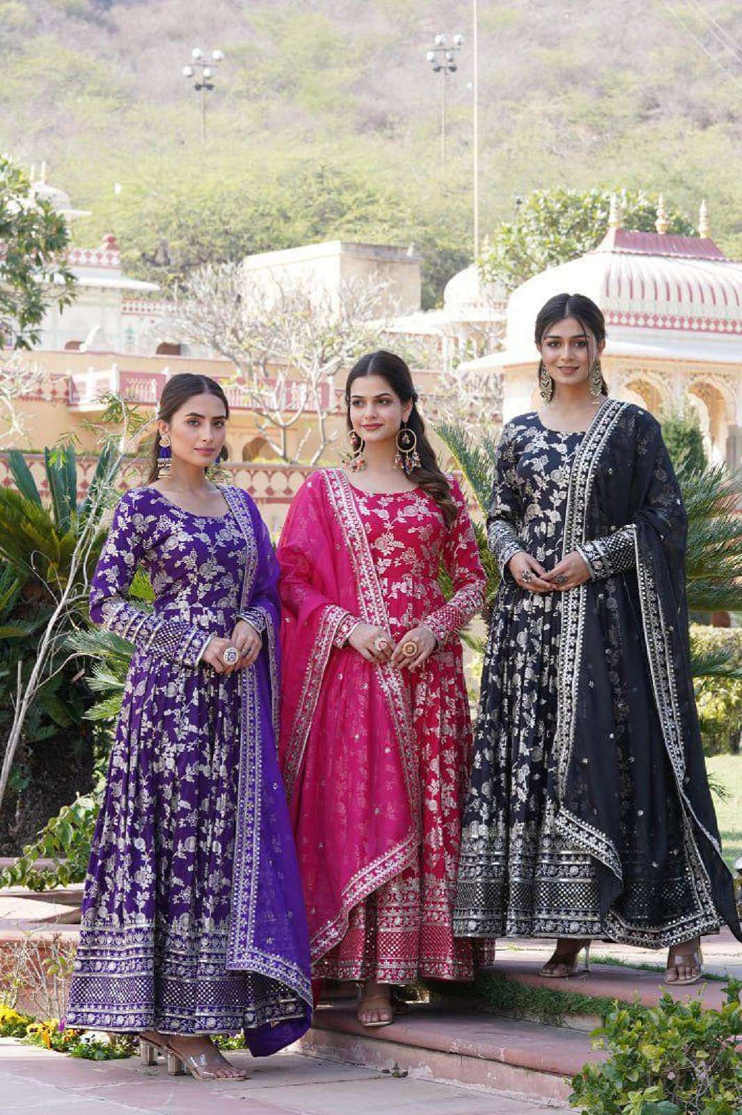 SHRI BALAJI LW 9172 VISCOSE JAQUARD EMBROIDERED READY TO WEAR GOWNS
