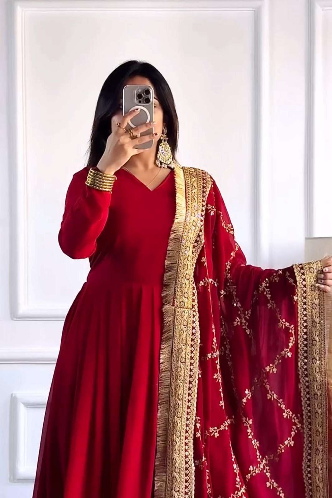 SHRI BALAJI ON 5063 GEORGETTE EMBROIDERED READY TO WEAR ANARKALI KURTIES