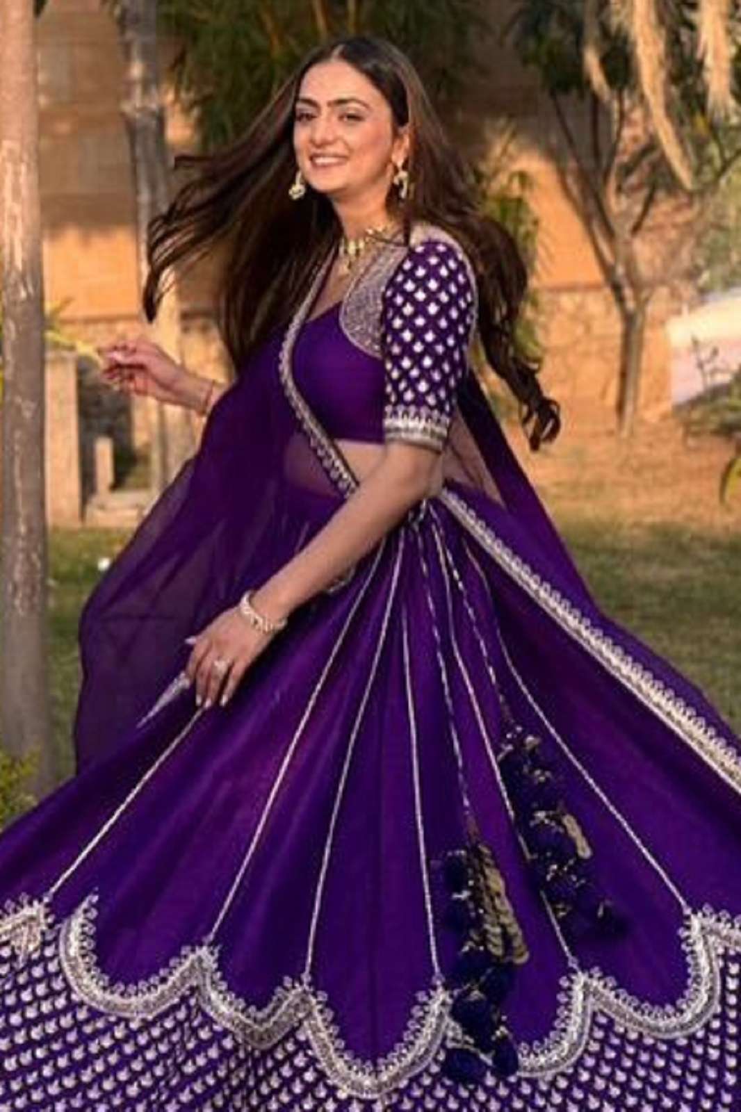 SHRI BALAJI QRC 345 FAUX GEORGETTE DESIGNER PURPLE LEHENGAS