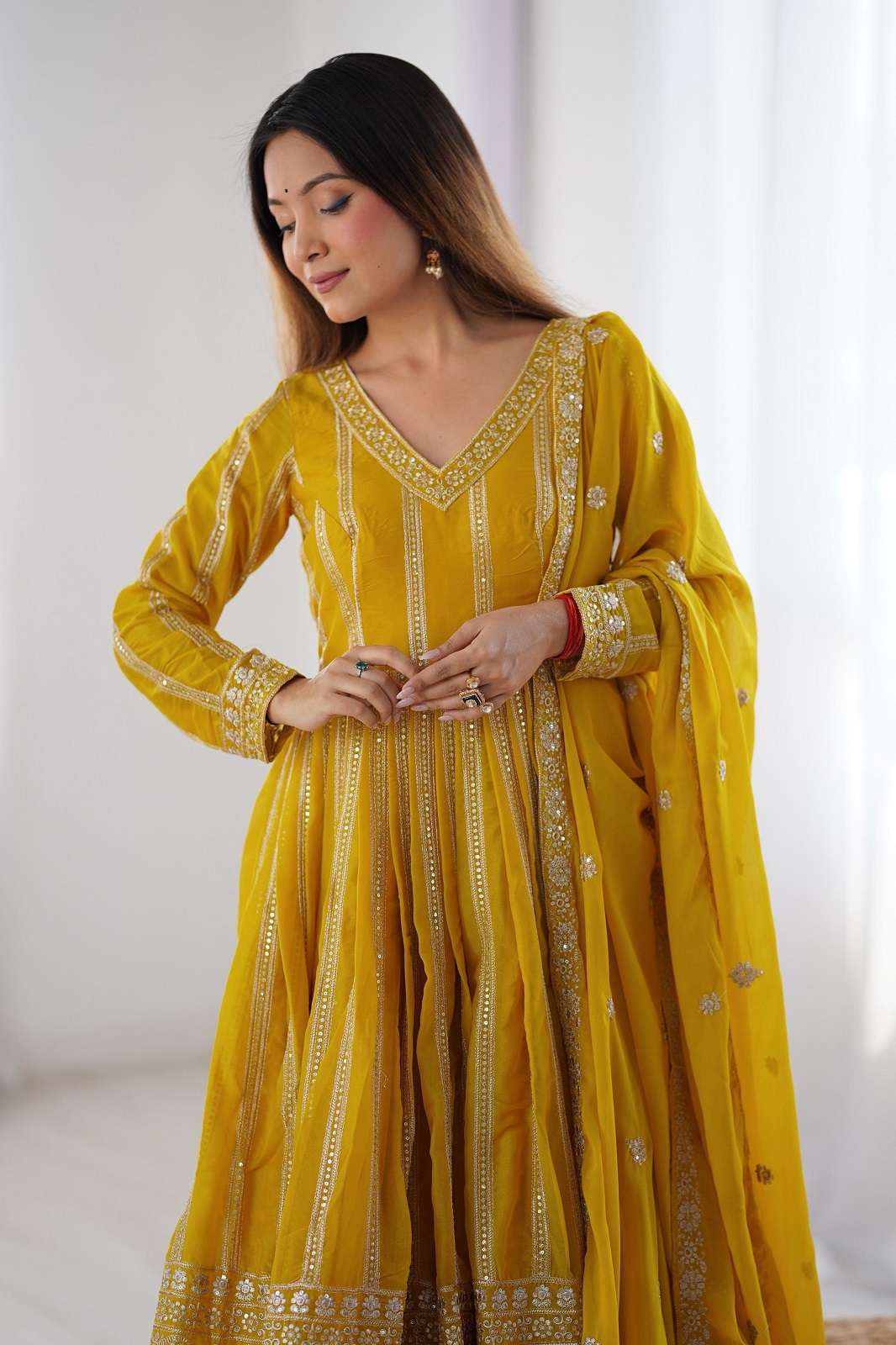 SHRI BALAJI SP 14 GEORGETTE SEQUENCE WORKED READY TO WEAR KURTIES