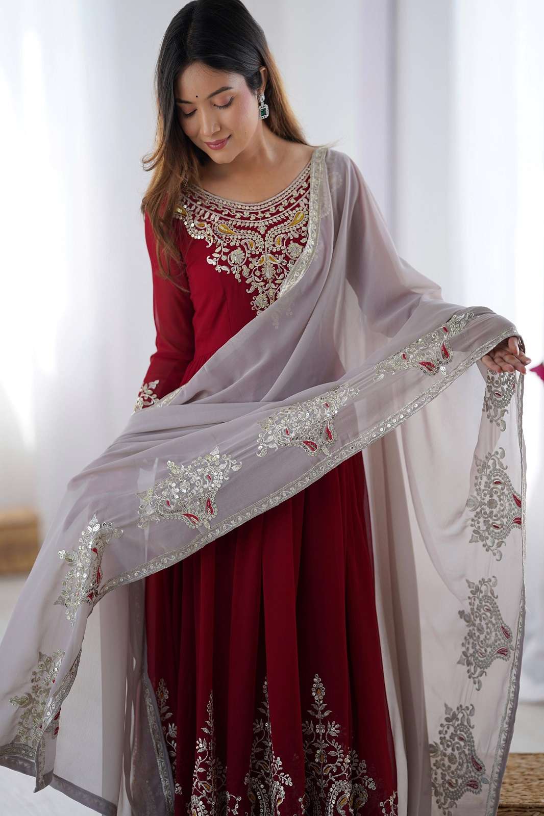 SHRI BALAJI ZF 5008 GEORGETTE EMBROIDERED READY TO WEAR KURTIES