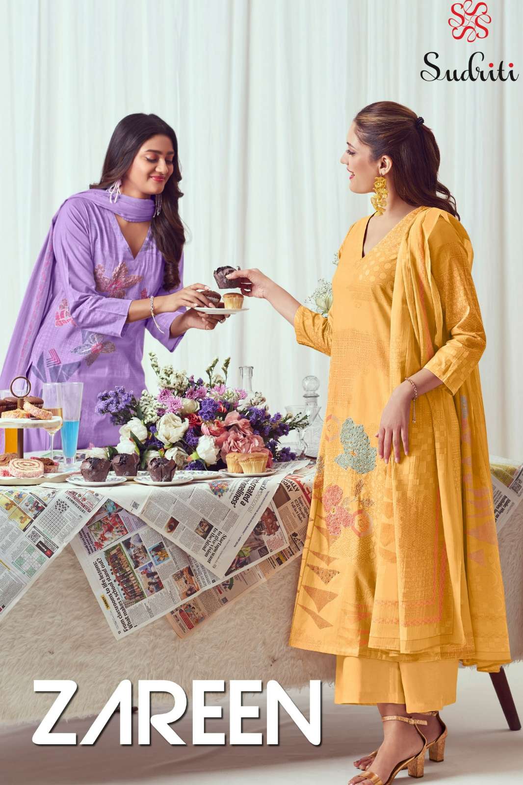 SUDRITI ZAREEN PURE COTTON LAWN DIGITAL PRINTED SUIT WITH HAND WORK