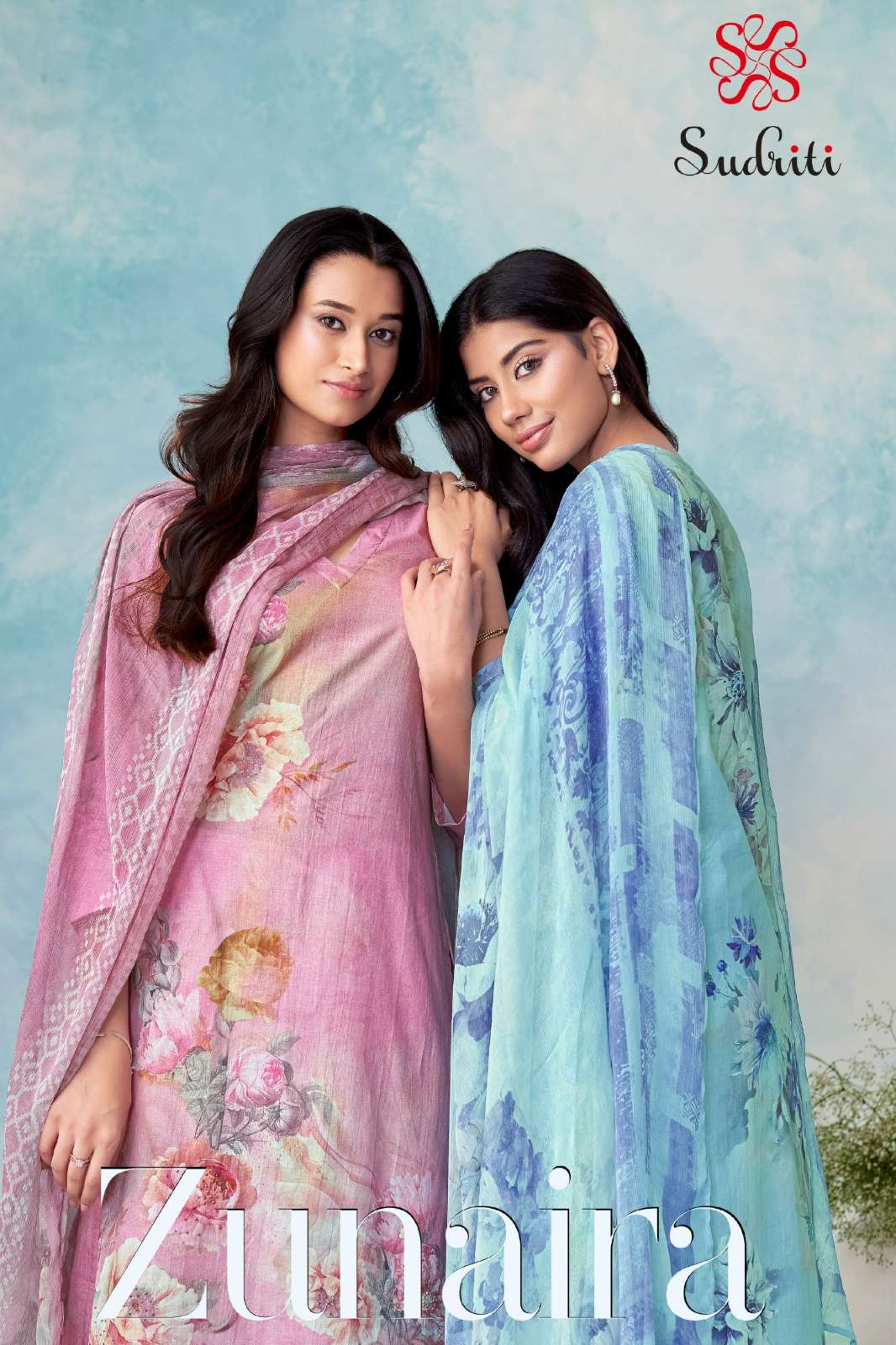 SUDRITI ZUNAIRA PURE COTTON LAWN DIGITAL PRINTED SUIT WITH HAND WORK