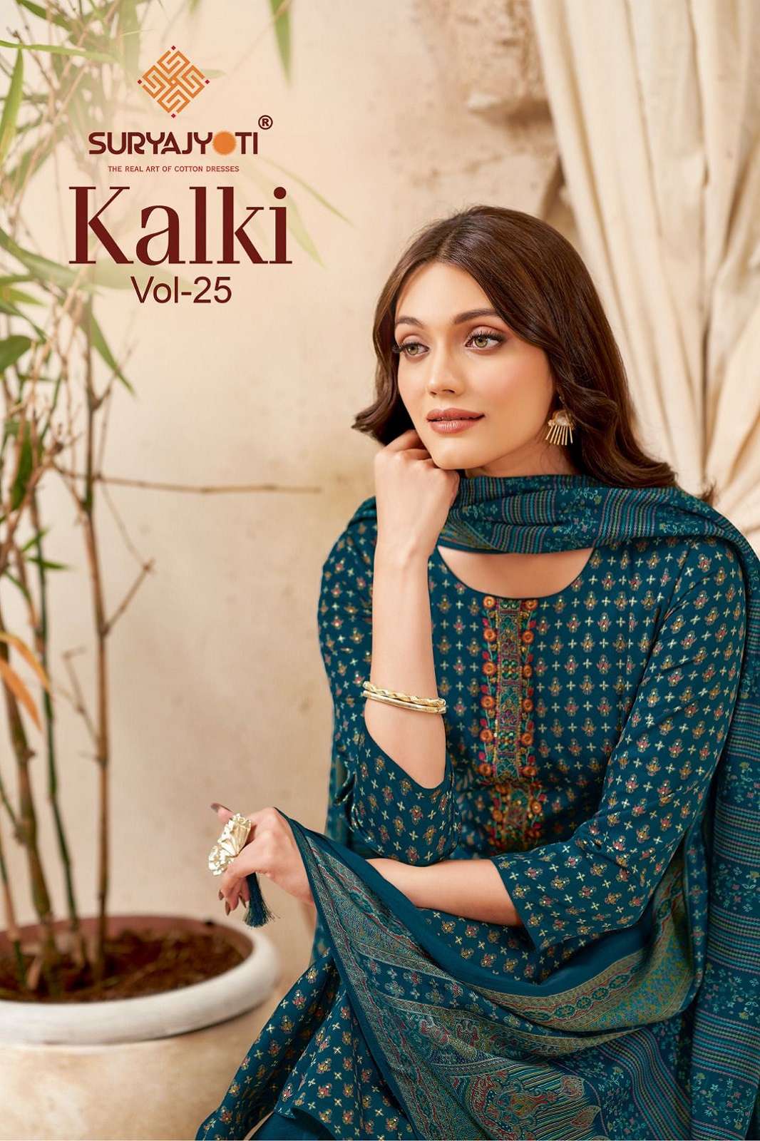 SURYAJYOTI KALKI VOL 25 JAM SATIN PRINTED DRESS MATERIALS