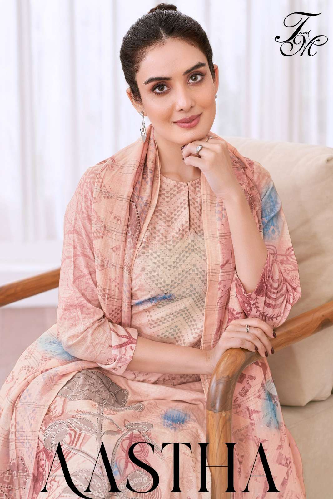 T&M MAASTHA PREMIUM LIN-COTTON DIGITAL PRINTED SUIT WITH KHATLI WORK