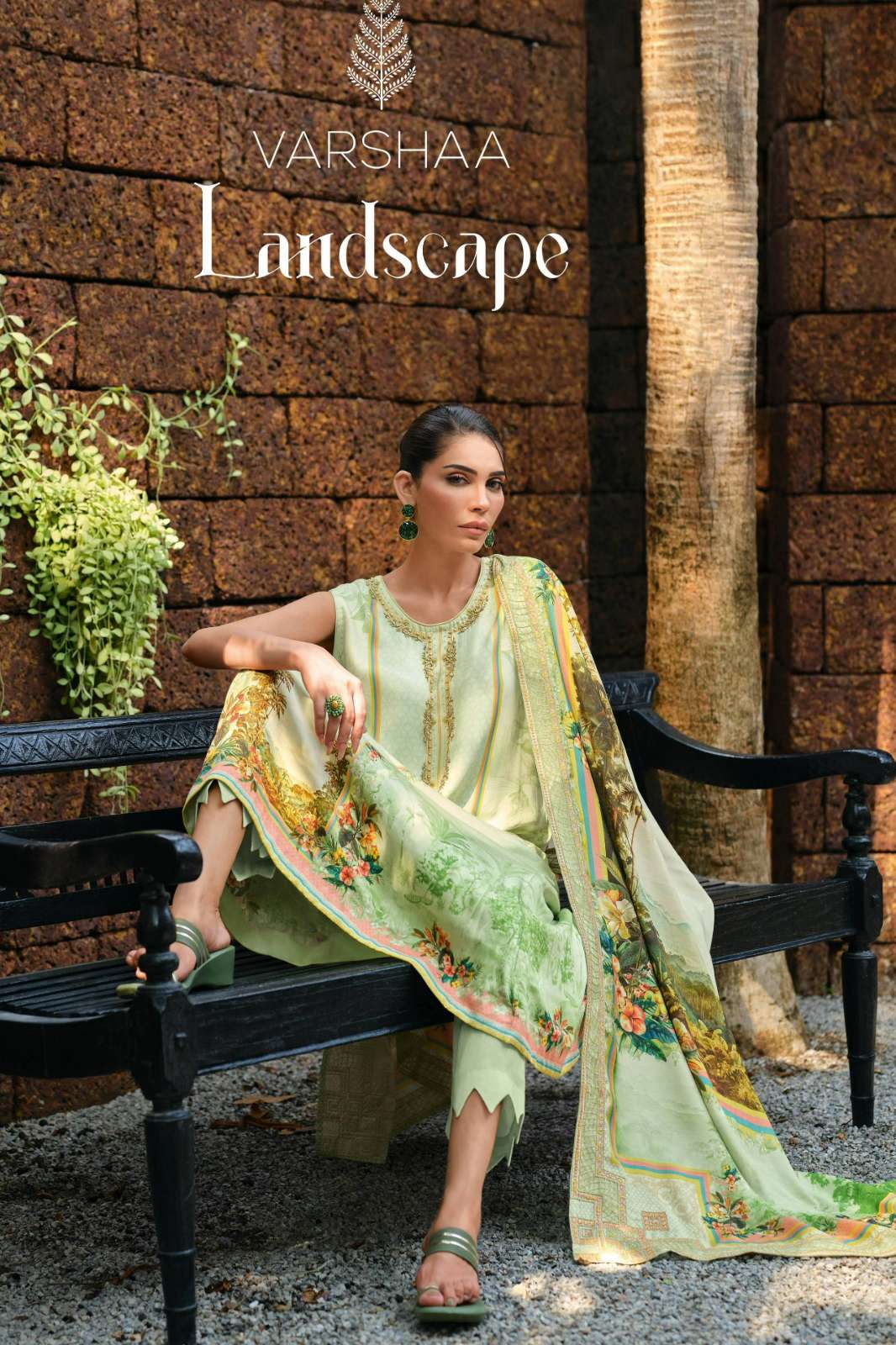 VARSHAA LANDSCAPE COTTON MUSLIN SUIT WITH HANDWORK