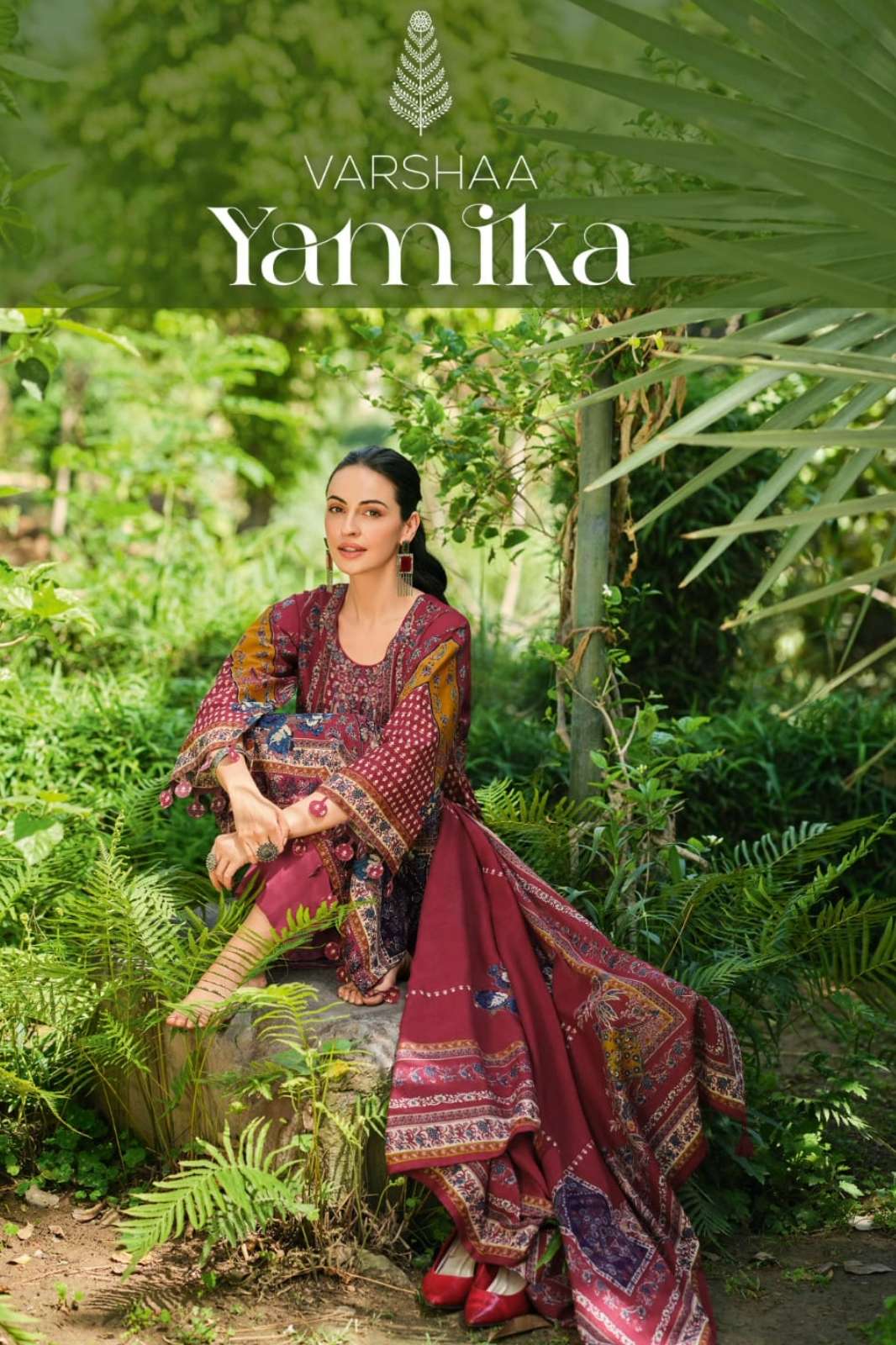 VARSHAA YAMIKA PREMIUM COTTON PRINTED SUIT WITH EMBROIDERY