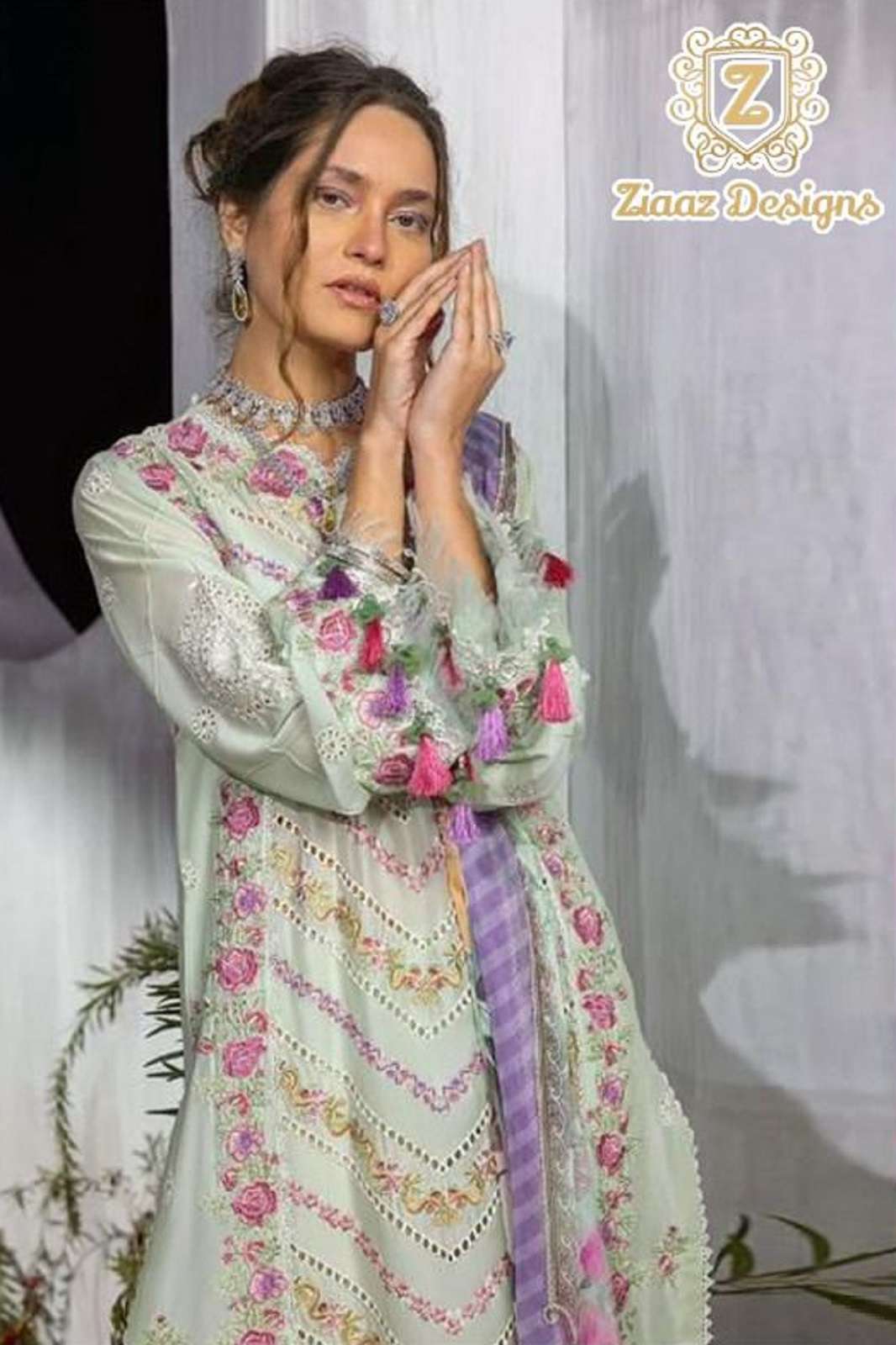 ZIAAZ DESIGNS 553 CAMBRIC COTTON EMBROIDERED SUITS
