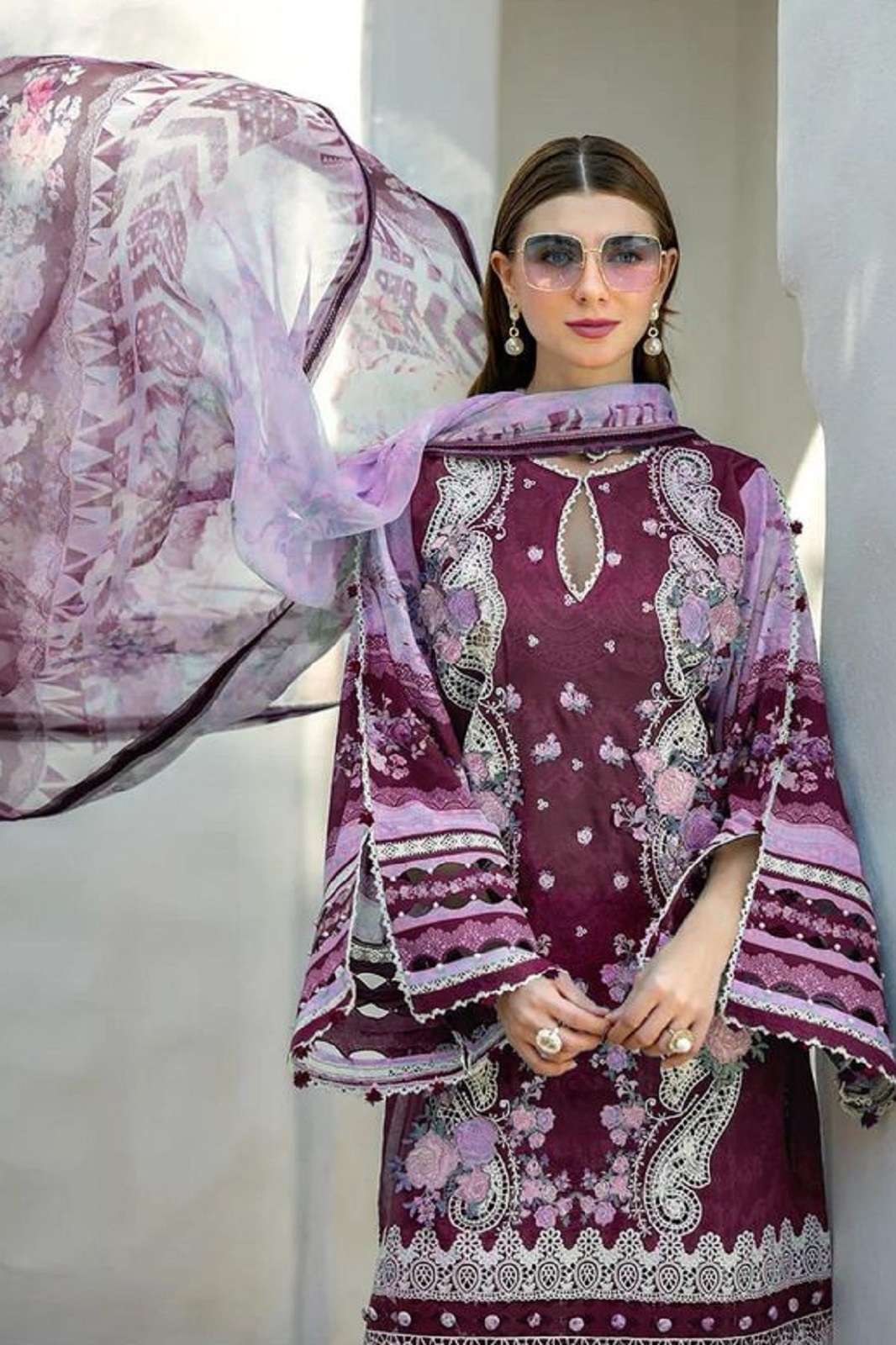 ZIAAZ DESIGNS 879 CAMBRIC COTTON EMBROIDERY WORKED SUITS