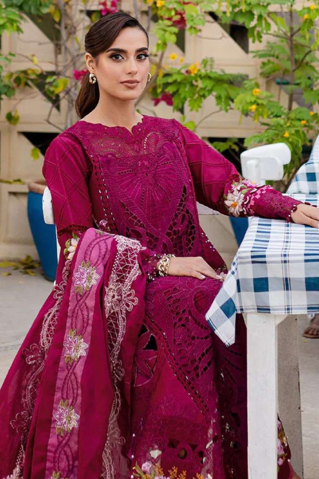 ZIAAZ DESIGNS 906 A B CAMBRIC COTTON EMBROIDERED SUITS