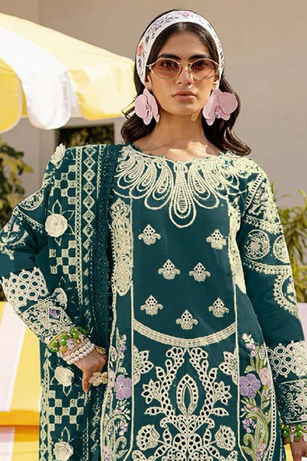 ZIAAZ DESIGNS 917 AB CAMBRIC COTTON EMBROIDERED SUITS