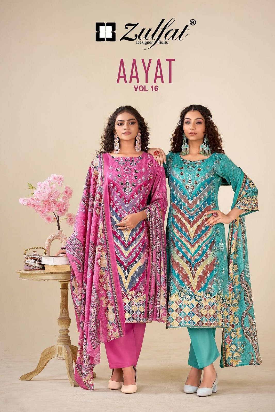 ZULFAT DESIGNER AAYAT VOL 16 VISCOSE HANDWORKED DRESS MATERIALS