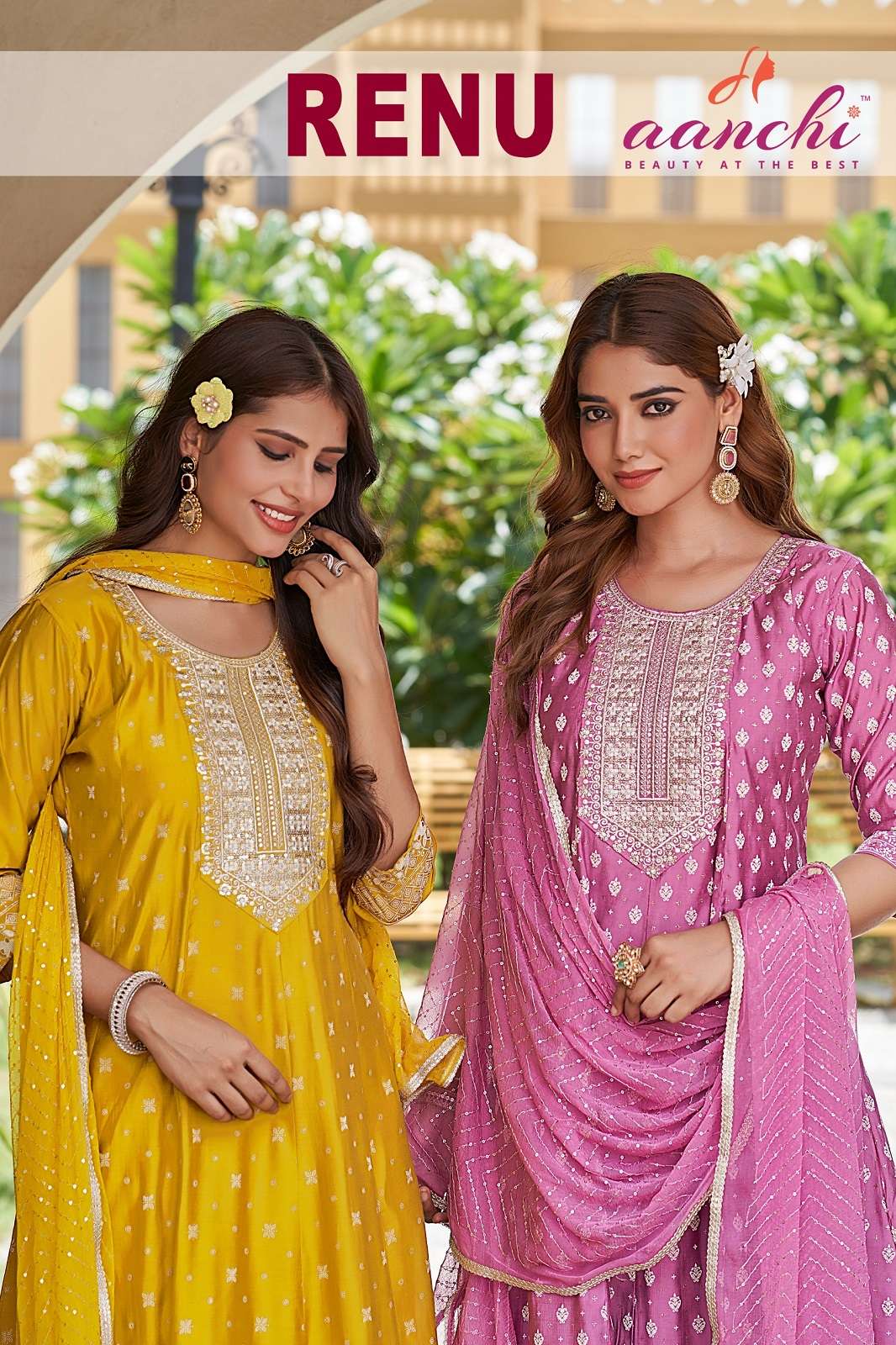 AANCHI RENU ROMAN SILK READY TO WEAR ANARKALI KURTIES
