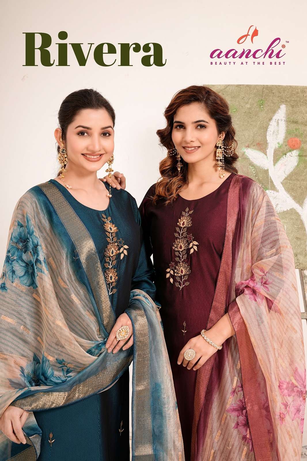 AANCHI RIVERA RANGEELA SILK READY TO WEAR KURTIES