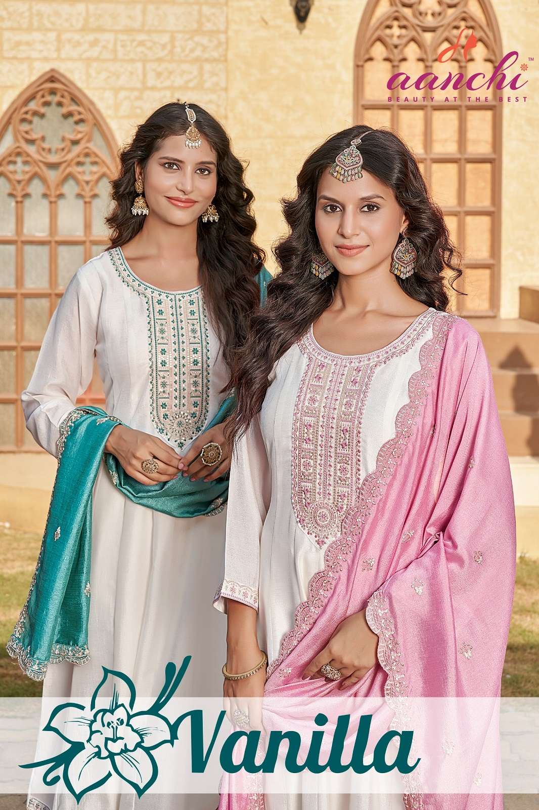 AANCHI VANILLA VICHITRA SILK READY TO WEAR KURTIES