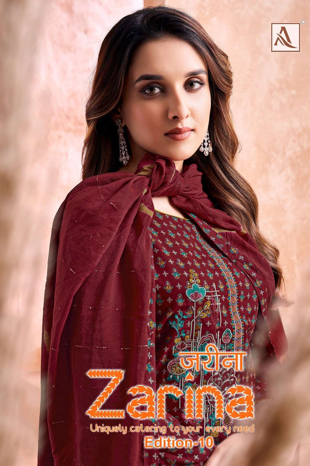 ALOK SUITS ZARINA VOL 10 VISCOSE EMBROIDERED DRESS MATERIALS