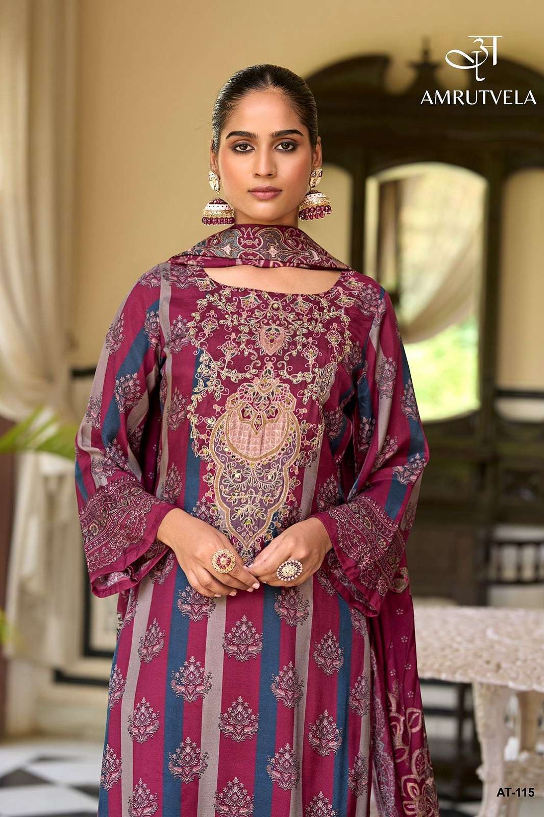 AMRUTVELA AT 115 A TO D VISCOSE MUSLINE DESIGNER SUITS