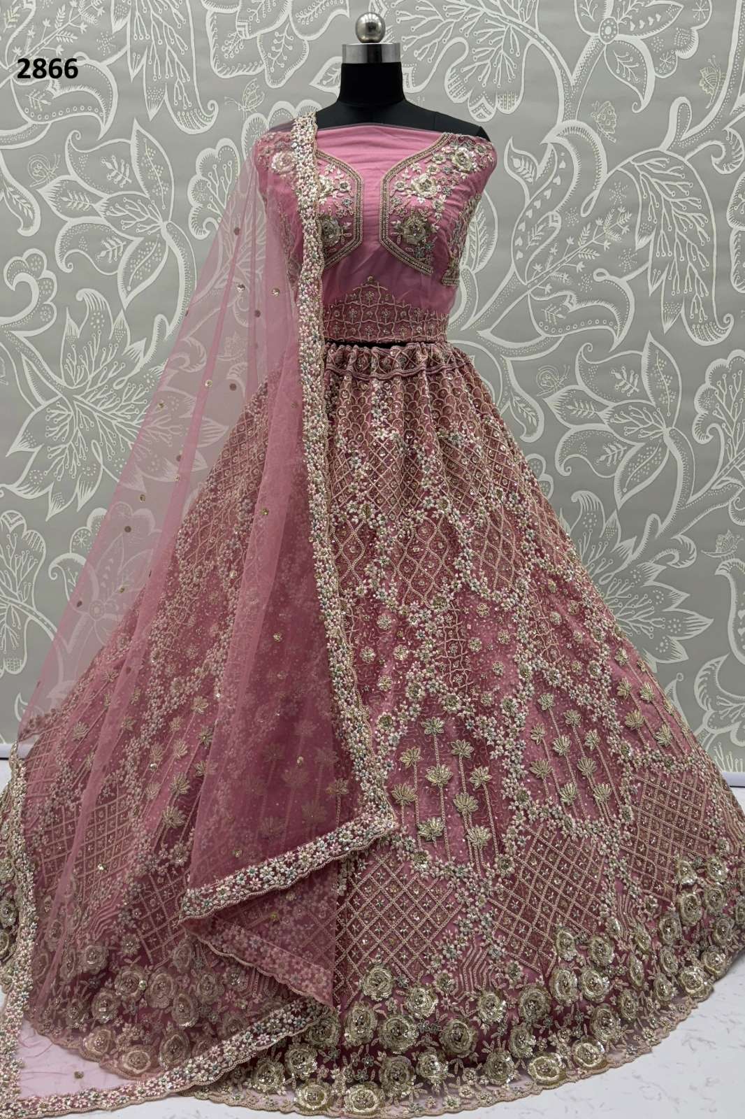 Anjani Arts 2866 Beautiful Net Embroidered Wedding Wear Lehenga choli