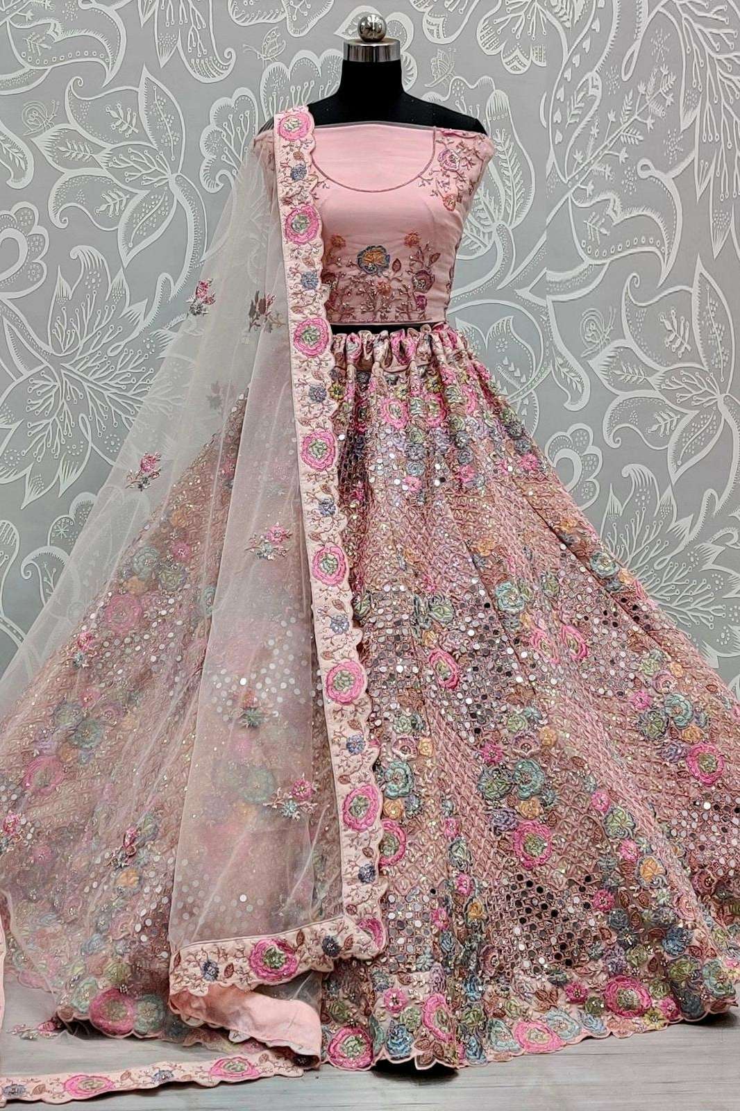 Anjani Arts A2283 Beautiful Net Embroidered Wedding Wear Lehenga choli 