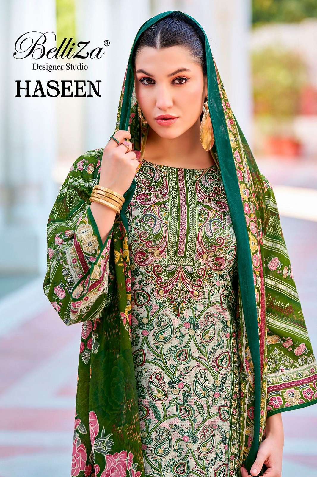 BELLIZA DESIGNER HASEEN COTTON DIGITALLY PRINTED DRESS MATERIALS