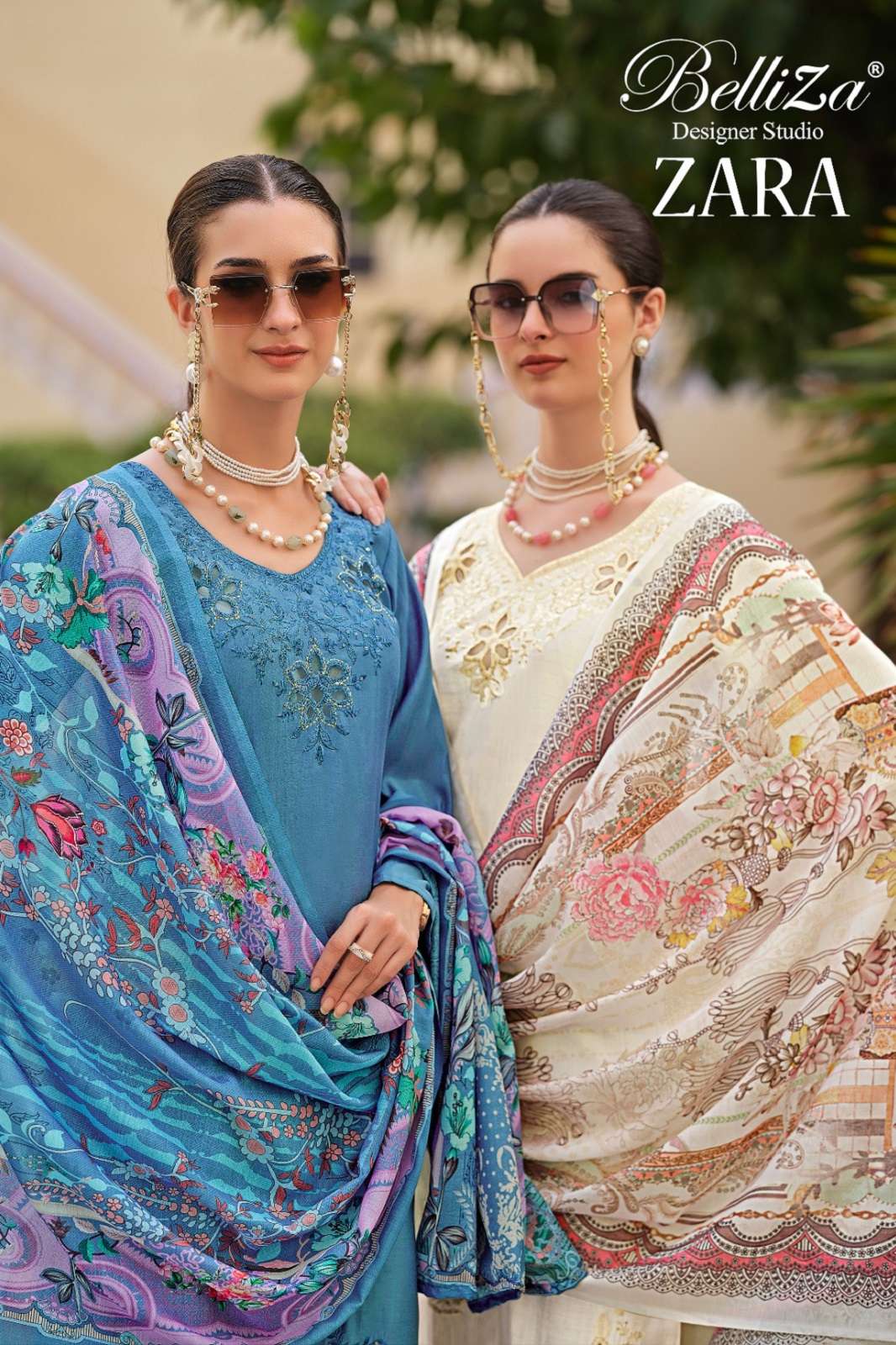 BELLIZA DESIGNER ZARA ROMAN SILK EMBROIDERED DRESS MATERIALS