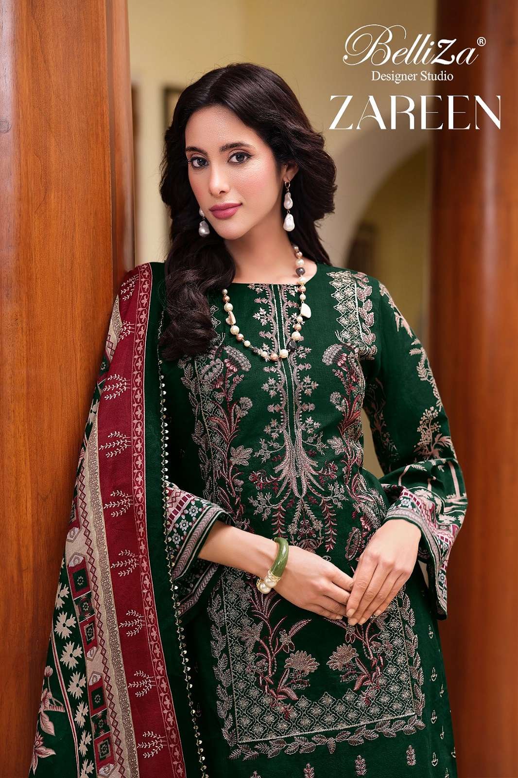 BELLIZA DESIGNER ZAREEN COTTON EMBROIDERED DRESS MATERIALS