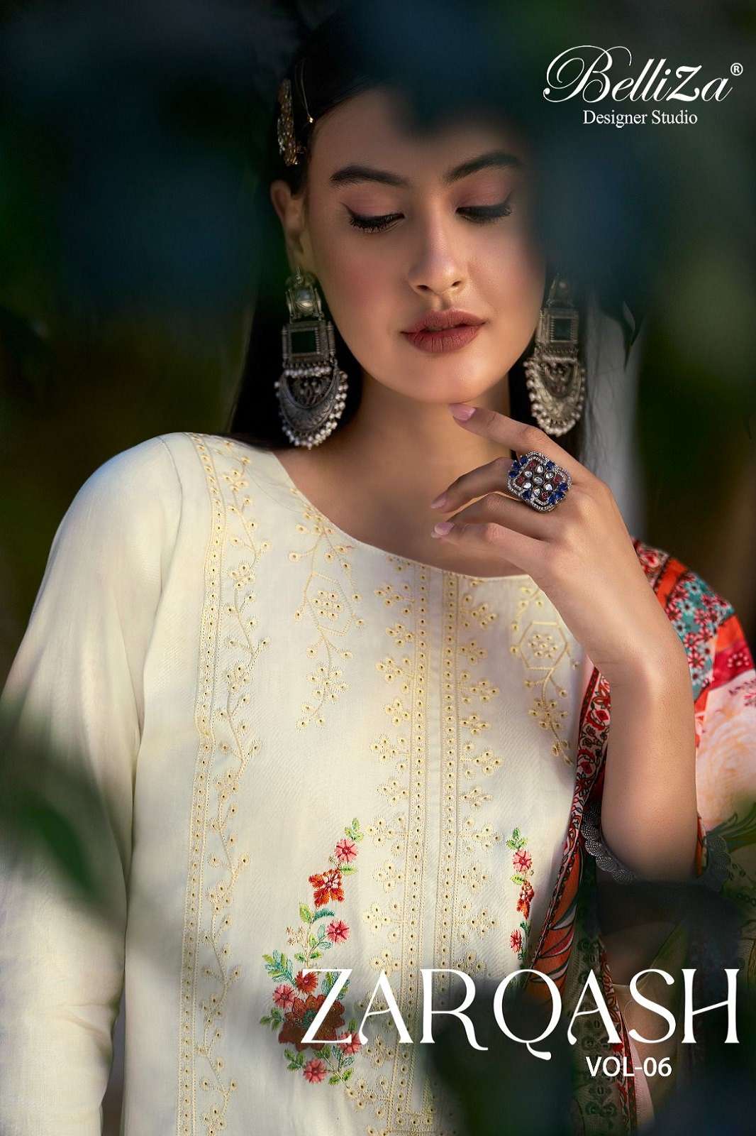 BELLIZA ZARQASH VOL 6 JAM EMBROIDERED DRESS MATERIALS