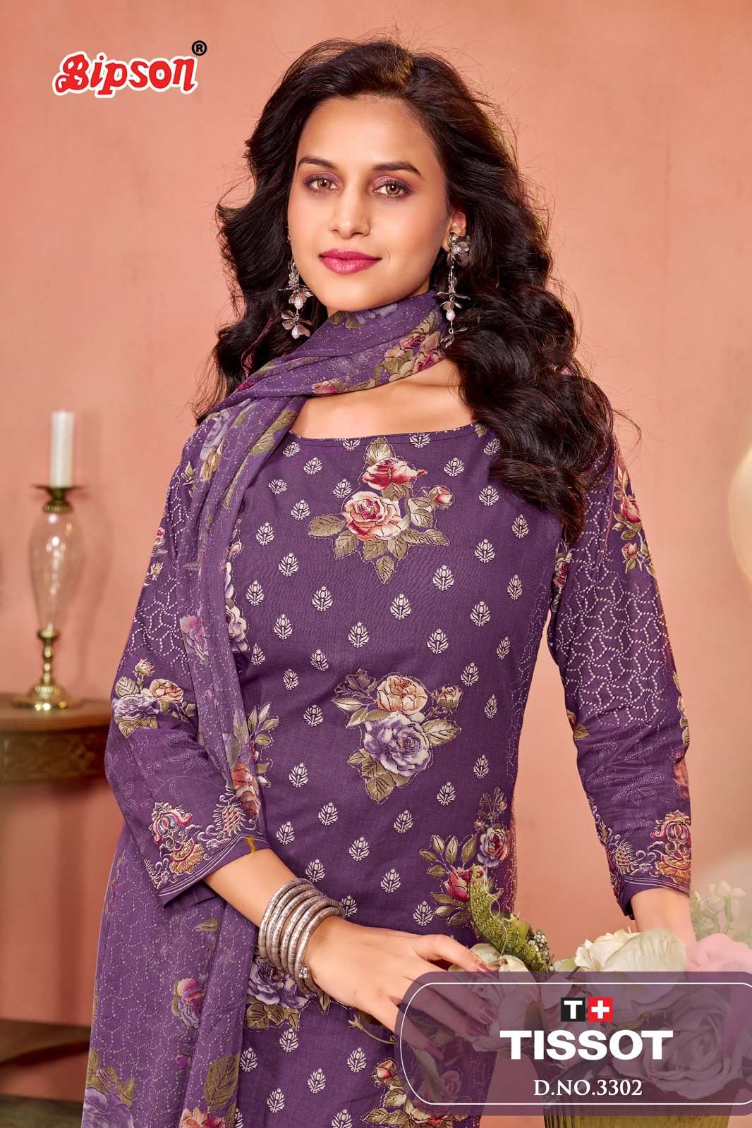 BIPSON PRINTS TISSOT 3302 COTTON HANDWORKED DRESS MATERIAL