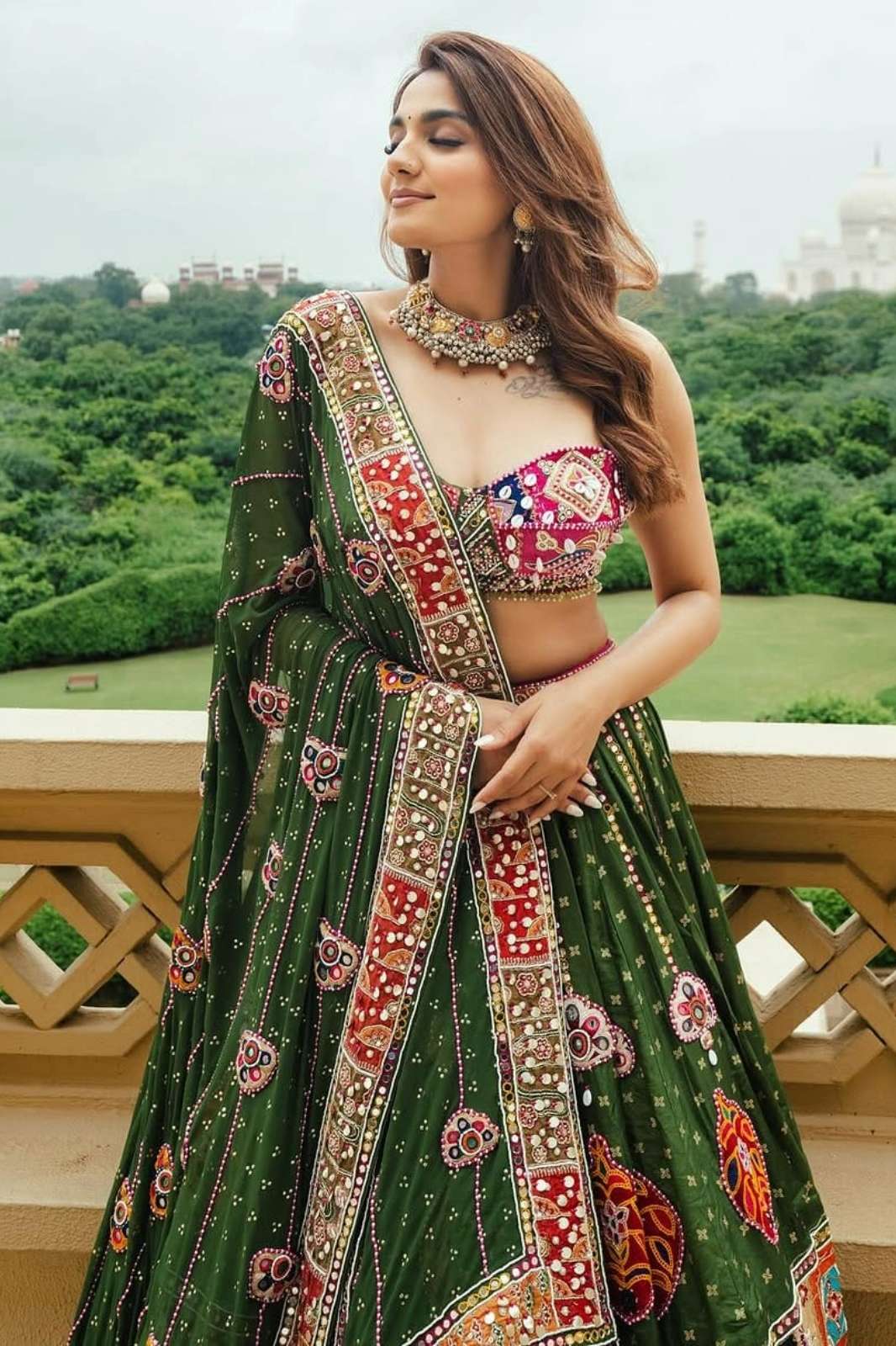 Crazy Cloths 1549LG Mehendi Special Heavy Muslin Cotton Lehenga Choli