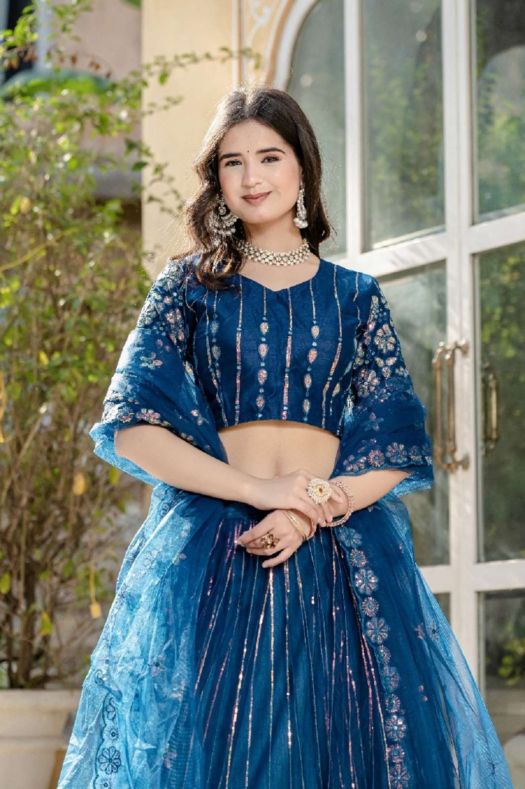 CRAZYCLOTHES 03 RAMA SOFT NET EMBROIDERED LEHENGAS