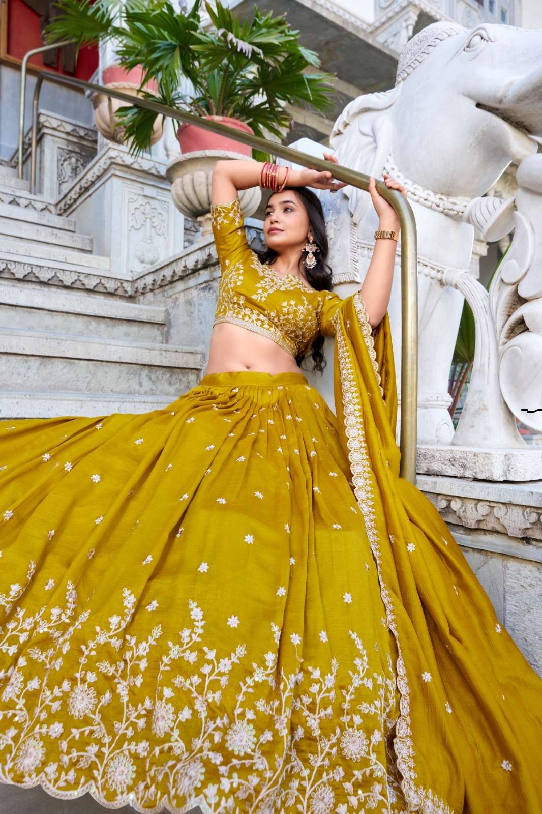 CRAZYCLOTHES 1415 VICHITRA SILK EMBROIDERED LEHENGAS