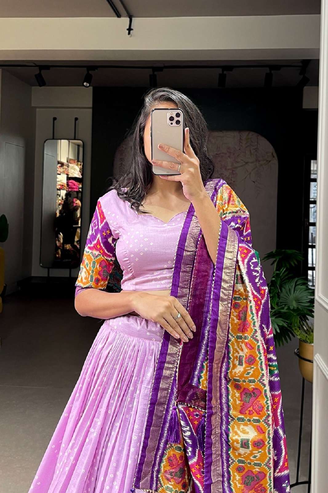CRAZYCLOTHES 1684 TUSSAR SILK PATOLA & FOIL PRINTED LEHENGAS