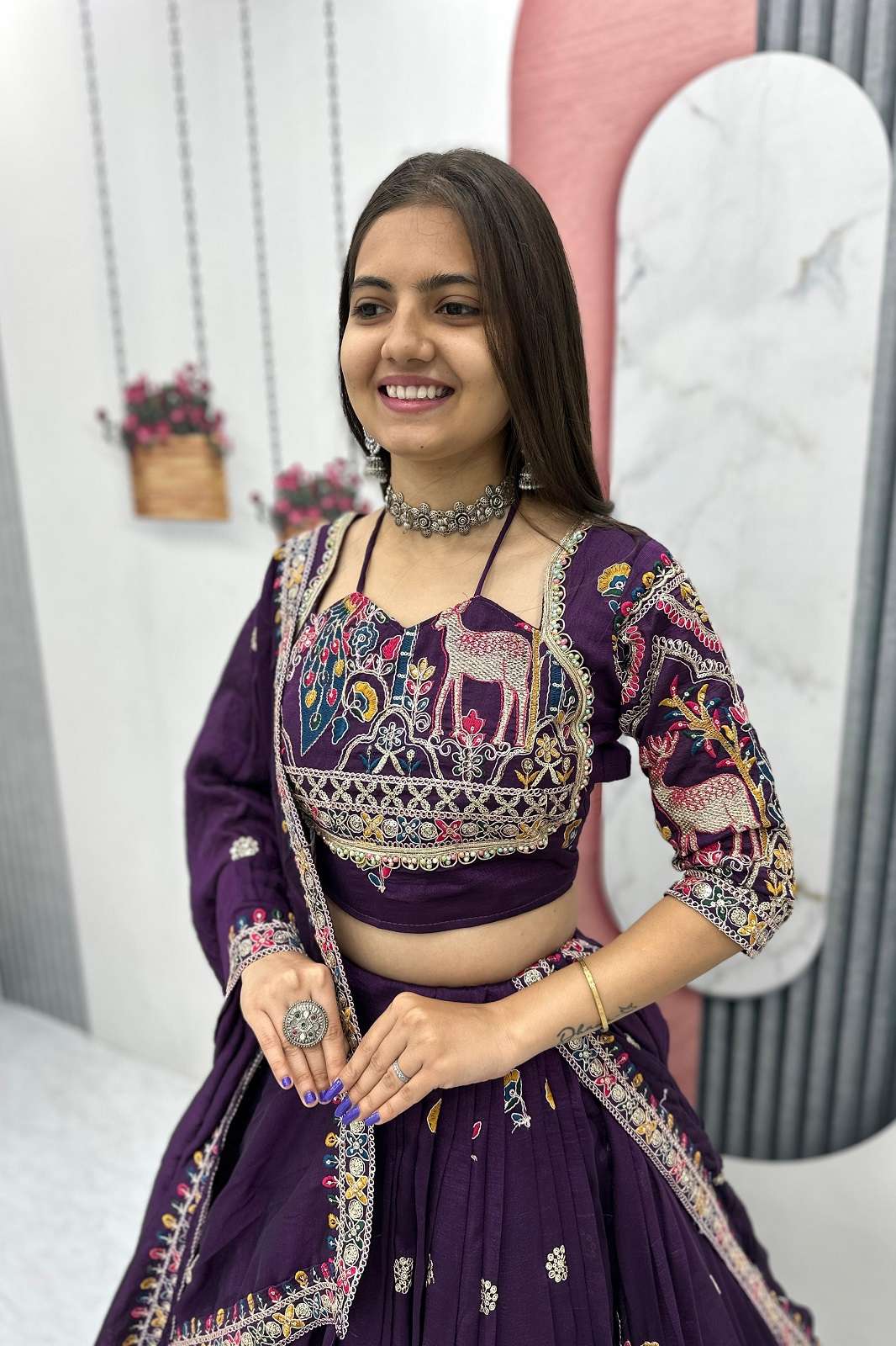 CRAZYCLOTHES 248 VICHITRA EMBROIDERED READY TO WEAR LEHENGAS
